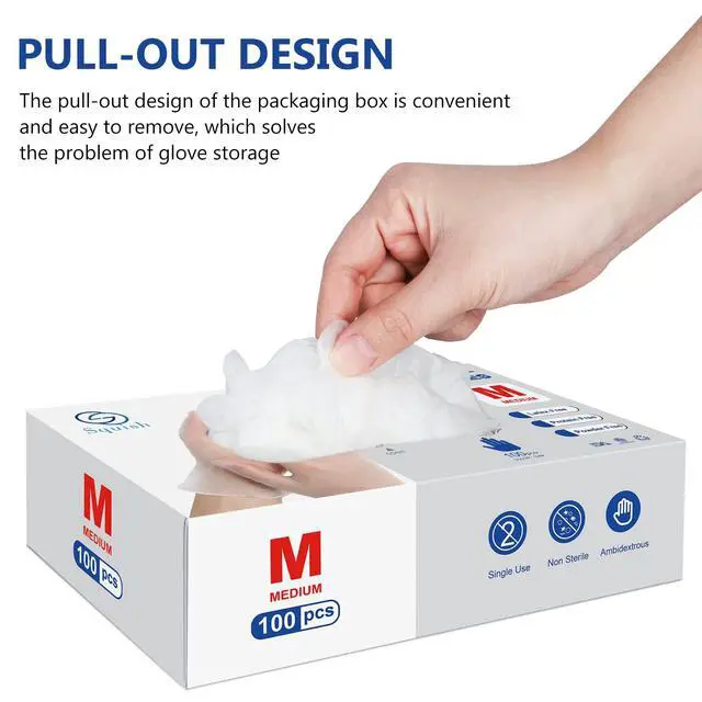 Alt view image 2 of 7 - Disposable Gloves, 100 Count 4 mil Clear Vinyl Gloves Latex Free Powder-Free Health Glove Cleaning Rubber Glove for Kitchen Cooking Cleaning Food Handling, Medium