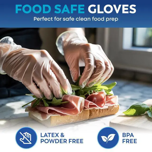 Alt view image 3 of 7 - 110 Pack Vinyl Gloves Clear Disposable Latex - BPA & Powder-Free Food Grade Gloves for Cooking Cleaning Food Prep Catering BBQ Baking & Restaurant Use - (Medium)