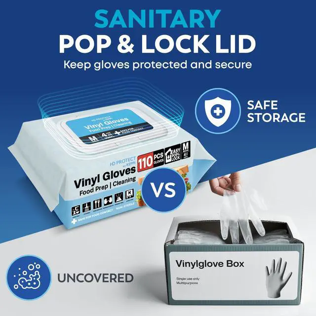 Alt view image 2 of 7 - 110 Pack Vinyl Gloves Clear Disposable Latex - BPA & Powder-Free Food Grade Gloves for Cooking Cleaning Food Prep Catering BBQ Baking & Restaurant Use - (Medium)