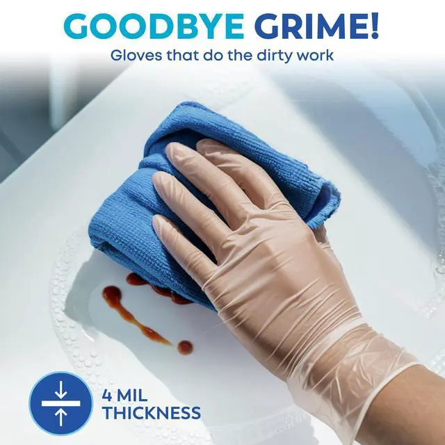 Alt view image 7 of 7 - 110 Pack Vinyl Gloves Clear Disposable Latex - BPA & Powder-Free Food Grade Gloves for Cooking Cleaning Food Prep Catering BBQ Baking & Restaurant Use - (Medium)