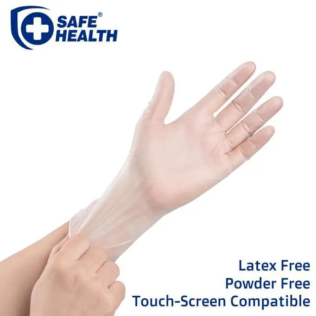 Alt view image 2 of 5 - Vinyl Exam Disposable Gloves, Latex Free, Powder Free, Clear, Box of 100, Large, 3.5 mil, Medical Grade, Nursing, Office, Kitchen, Pet Care, Cleaning, Housework, Food Service