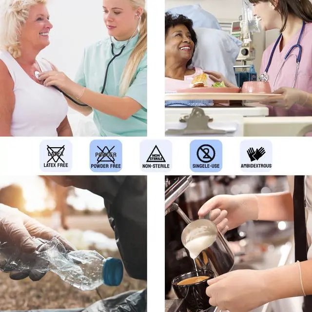 Alt view image 4 of 5 - Vinyl Exam Disposable Gloves, Latex Free, Powder Free, Clear, Box of 100, Large, 3.5 mil, Medical Grade, Nursing, Office, Kitchen, Pet Care, Cleaning, Housework, Food Service