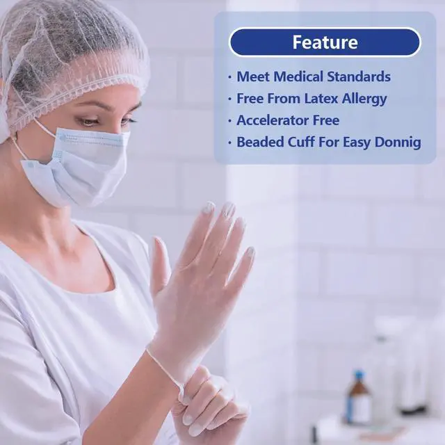 Alt view image 5 of 5 - Vinyl Exam Disposable Gloves, Latex Free, Powder Free, Clear, Box of 100, Large, 3.5 mil, Medical Grade, Nursing, Office, Kitchen, Pet Care, Cleaning, Housework, Food Service