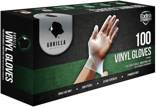 Main image of Disposable Heavy Duty Vinyl Gloves Latex Free Powder Free, BPA Free Food Safe Grade Disposable Glove, Large L, 100 Count