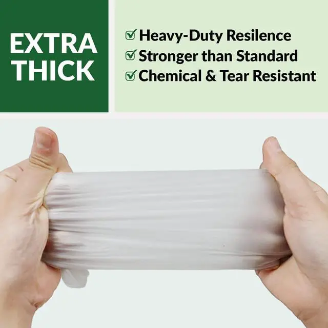 Alt view image 3 of 6 - Disposable Heavy Duty Vinyl Gloves Latex Free Powder Free, BPA Free Food Safe Grade Disposable Glove, Large L, 100 Count