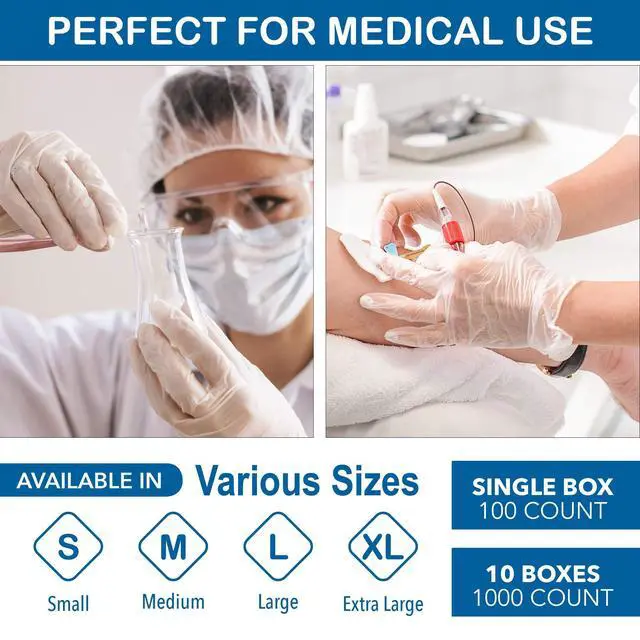 Alt view image 4 of 6 - Clear Latex-Free Disposable Gloves 100 Ct. Single-Use Powder-Free Vinyl Gloves Non-Latex Gloves for Cleaning, Sanitary Gloves for Medical Examination, & Food-Safe Cooking Gloves, Large