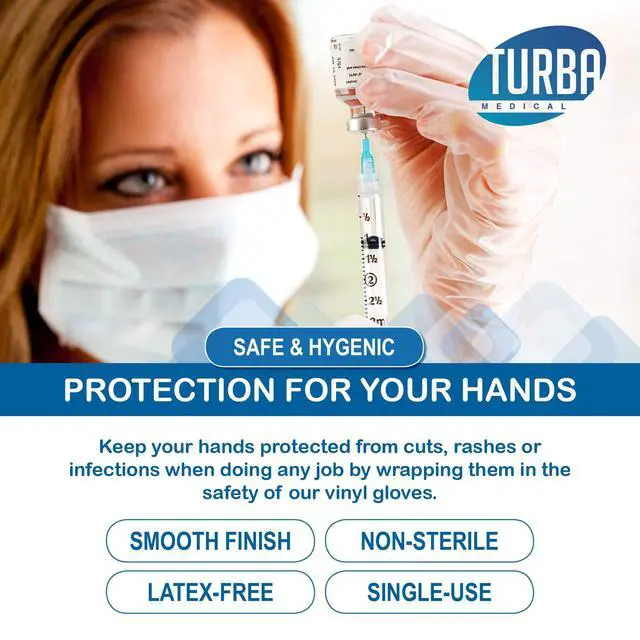 Alt view image 3 of 6 - Clear Latex-Free Disposable Gloves 100 Ct. Single-Use Powder-Free Vinyl Gloves Non-Latex Gloves for Cleaning, Sanitary Gloves for Medical Examination, & Food-Safe Cooking Gloves, Large