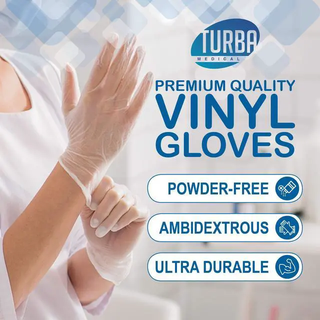 Alt view image 2 of 6 - Clear Latex-Free Disposable Gloves 100 Ct. Single-Use Powder-Free Vinyl Gloves Non-Latex Gloves for Cleaning, Sanitary Gloves for Medical Examination, & Food-Safe Cooking Gloves, Large