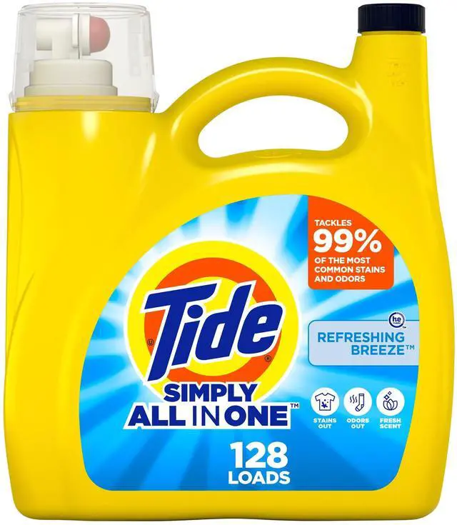 Main image of Simply All-In-One Liquid Laundry Detergent, Refreshing Breeze Scent, 128 Loads, 168 fl oz