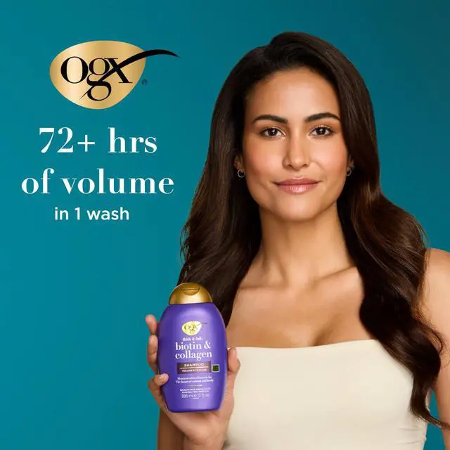 Alt view image 2 of 7 - Thick & Full + Biotin & Collagen Volumizing Shampoo, Nutrient-Infused Hair Shampoo with Vitamin B7 Biotin Gives Hair Volume & Body for 72+ Hours, Sulfate-Free Surfactants, 13 fl. oz