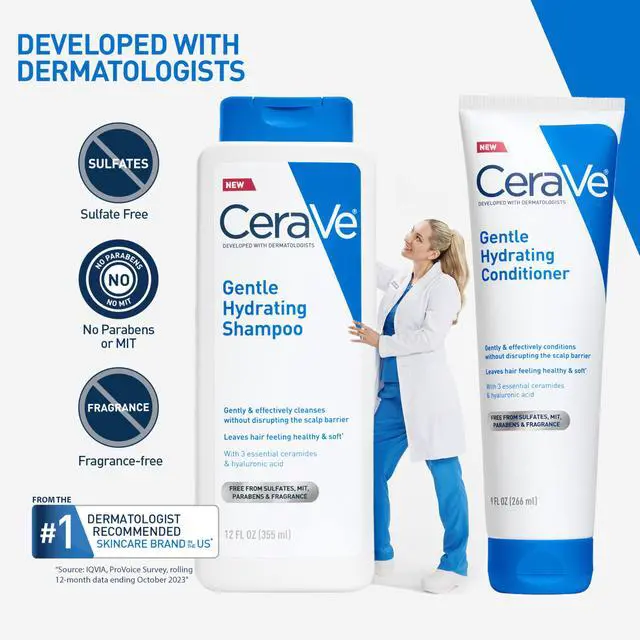 Alt view image 7 of 7 - Gentle Hydrating Shampoo, With Ceramides, Niacinamide & Hyaluronic Acid For Soft, Healthy Looking Hair & Scalp, Sulfate Free & Color Safe Shampoo, For All Hair Types, 12 Oz
