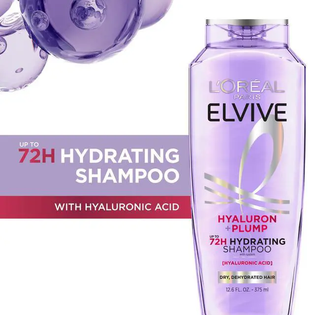 Alt view image 2 of 7 - Elvive Hyaluron Plump Hydrating Shampoo for Dehydrated, Dry Hair Infused with Hyaluronic Acid Care Complex, Paraben-Free, 12.6 Fl Oz