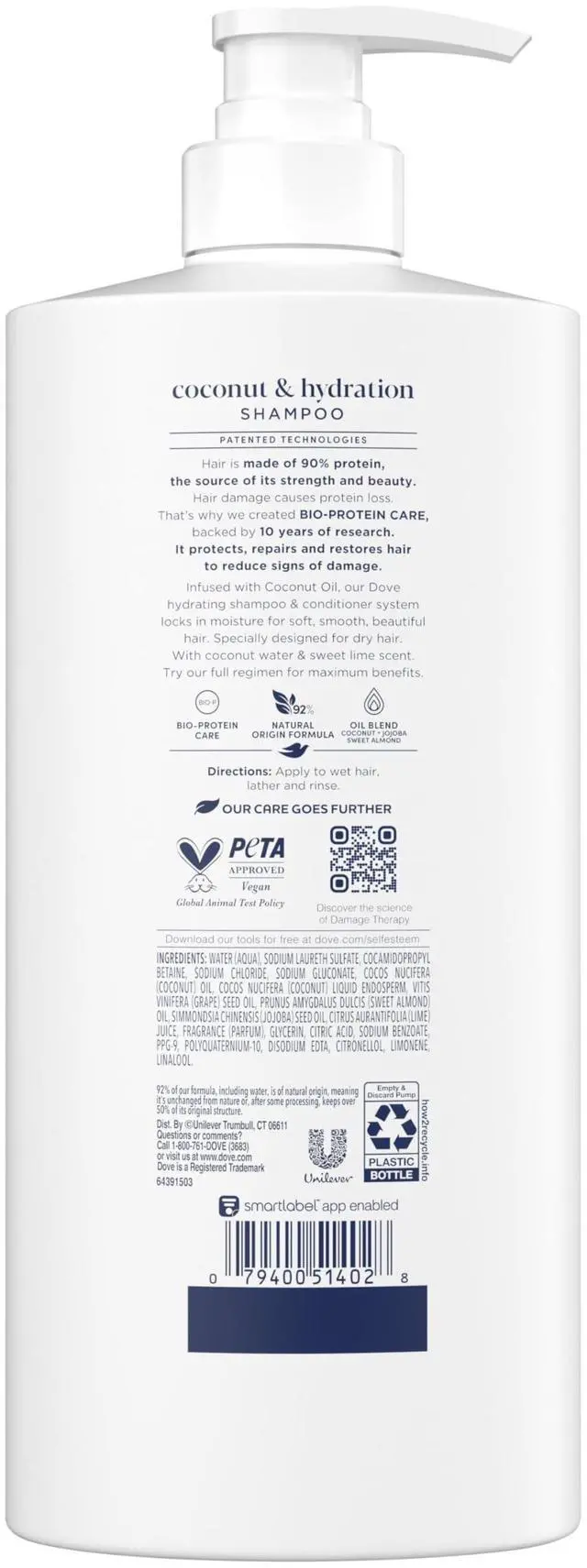 Alt view image 2 of 7 - Shampoo Coconut & Hydration for Dry Hair with Bio-Protein Care Technology and Coconut Oil 28 Fl Oz