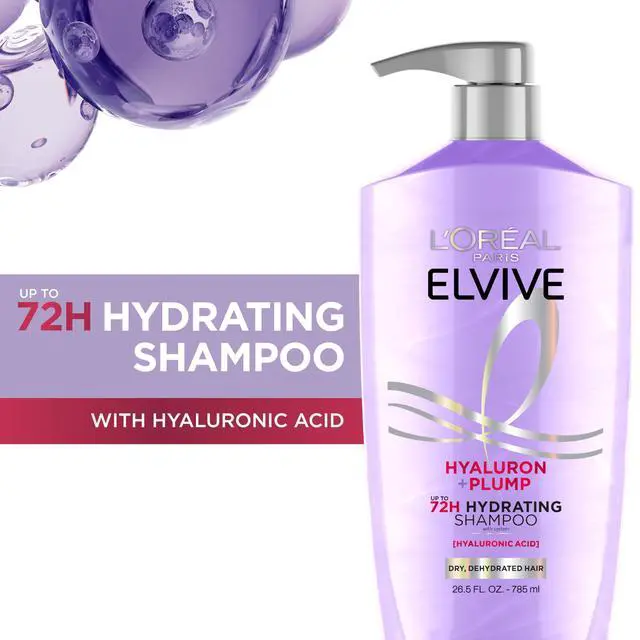 Alt view image 2 of 7 - Elvive Hyaluron Plump Hydrating Shampoo for Dehydrated, Dry Hair Infused with Hyaluronic Acid Care Complex, Paraben-Free, 26.5 Fl Oz