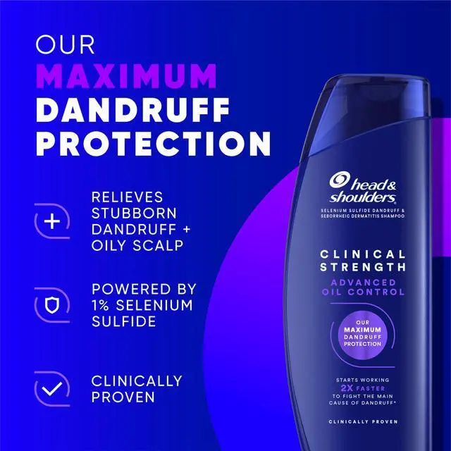 Alt view image 2 of 7 - Anti-Dandruff Shampoo with 1% Selenium Sulfide, Clinical Strength Advanced Oil Control Twin Pack, Seborrheic Dermatitis Relief, Oily Scalp, 13.5 Fl Oz Each