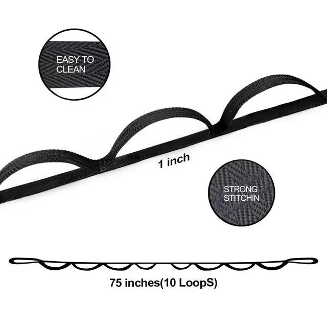 Alt view image 2 of 6 - Premium Durable Stretch Straps with Loops, Stretching Strap for Physical Therapy, Multi-Loop Yoga Strap Fitness Exercise Strap for Yoga, Pilates, Dance, Flexibility&Exercise