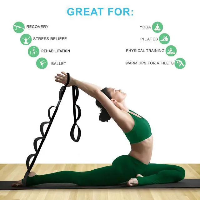 Alt view image 3 of 6 - Premium Durable Stretch Straps with Loops, Stretching Strap for Physical Therapy, Multi-Loop Yoga Strap Fitness Exercise Strap for Yoga, Pilates, Dance, Flexibility&Exercise