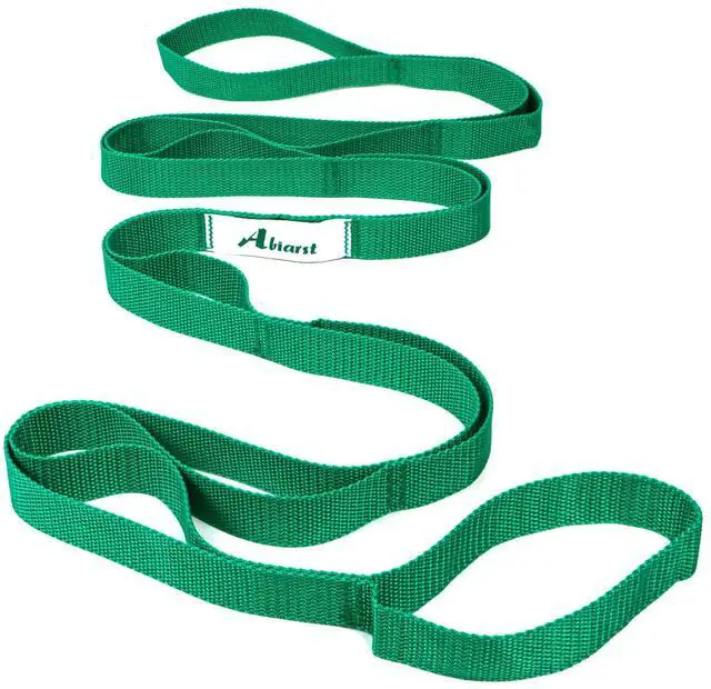 Main image of Stretching Strap Yoga Straps for Physical Therapy, 10 Loops Non-Elastic Stretch Band for Pilates, Flexibility, Exercise and Gymnastics (Green)