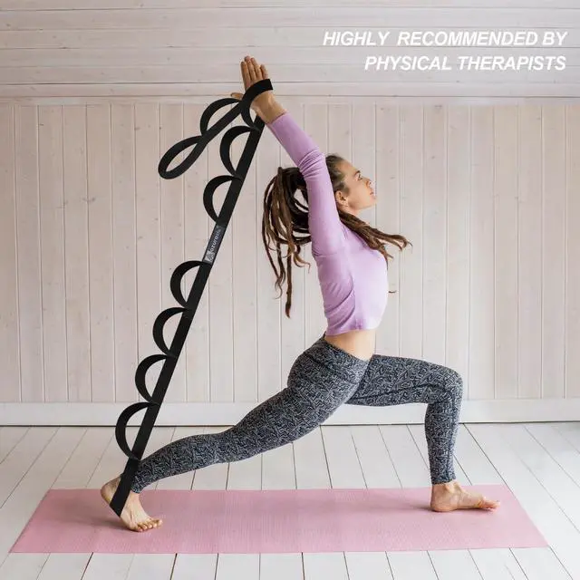Alt view image 5 of 6 - Premium Durable Stretch Straps with Loops, Stretching Strap for Physical Therapy, Multi-Loop Yoga Strap Fitness Exercise Strap for Yoga, Pilates, Dance, Flexibility&Exercise
