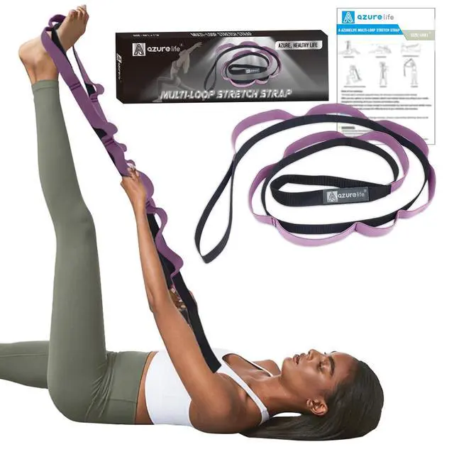 Alt view image 2 of 7 - Half-Elastic Stretch Straps with 11 Loops, Stretching Strap for Physical Therapy, Multi-Loop Yoga Strap Fitness Exercise Strap for Yoga, Pilates, Dance, Flexibility&Exercise