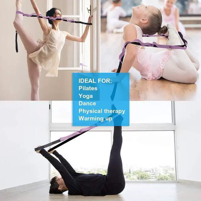 Alt view image 6 of 7 - Half-Elastic Stretch Straps with 11 Loops, Stretching Strap for Physical Therapy, Multi-Loop Yoga Strap Fitness Exercise Strap for Yoga, Pilates, Dance, Flexibility&Exercise