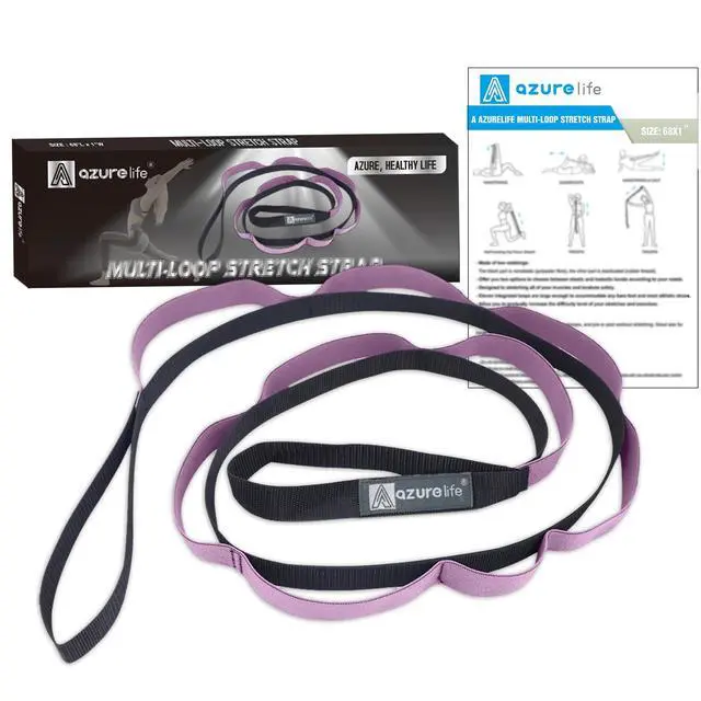 Alt view image 3 of 7 - Half-Elastic Stretch Straps with 11 Loops, Stretching Strap for Physical Therapy, Multi-Loop Yoga Strap Fitness Exercise Strap for Yoga, Pilates, Dance, Flexibility&Exercise