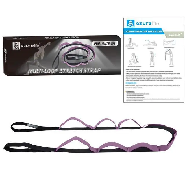 Alt view image 7 of 7 - Half-Elastic Stretch Straps with 11 Loops, Stretching Strap for Physical Therapy, Multi-Loop Yoga Strap Fitness Exercise Strap for Yoga, Pilates, Dance, Flexibility&Exercise