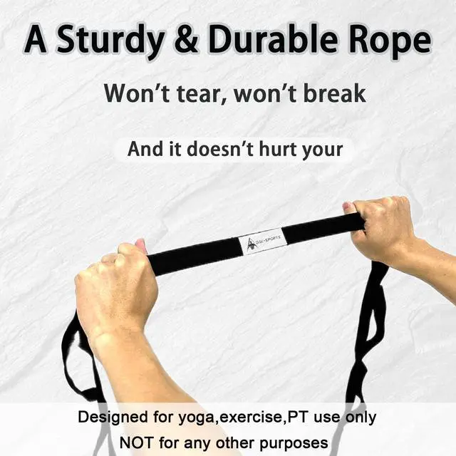Alt view image 2 of 6 - Stretching Strap Yoga Strap with Loops, Stretch Straps for Physical Therapy, Non-Elastic Exercise Strap for Pilates, Dance and Gymnastics with Workout Guide (Black)