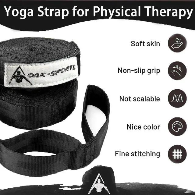 Alt view image 5 of 6 - Stretching Strap Yoga Strap with Loops, Stretch Straps for Physical Therapy, Non-Elastic Exercise Strap for Pilates, Dance and Gymnastics with Workout Guide (Black)