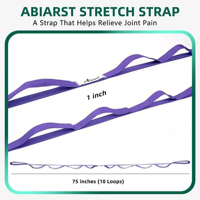 Alt view image 3 of 6 - Stretching Strap Yoga Straps for Physical Therapy, 10 Loops Non-Elastic Stretch Band for Pilates, Flexibility, Exercise and Gymnastics (Purple)
