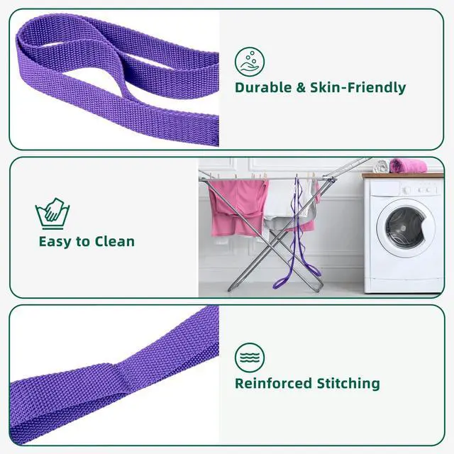 Alt view image 4 of 6 - Stretching Strap Yoga Straps for Physical Therapy, 10 Loops Non-Elastic Stretch Band for Pilates, Flexibility, Exercise and Gymnastics (Purple)