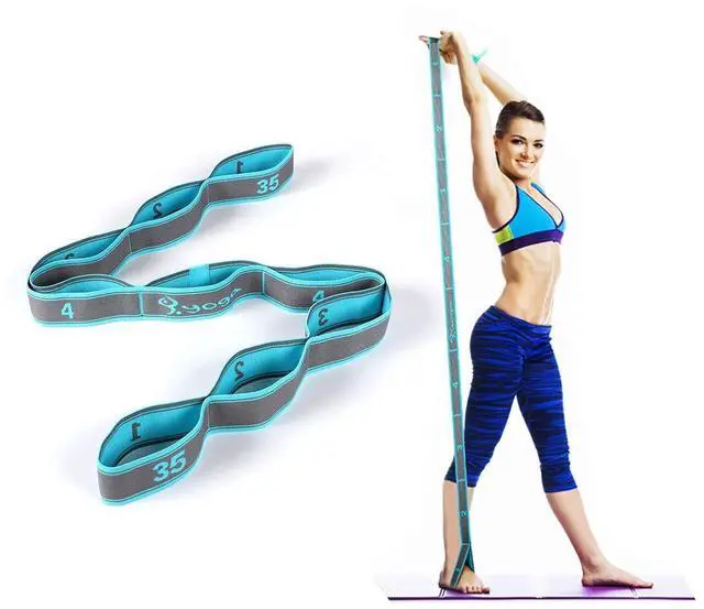 Main image of Stretch Strap, Elastic Yoga Stretching Strap, Multi-Loop for Physical Therapy, Pilates, Yoga, Dance & Gymnastics Exercise and Flexible Pilates Stretch Band