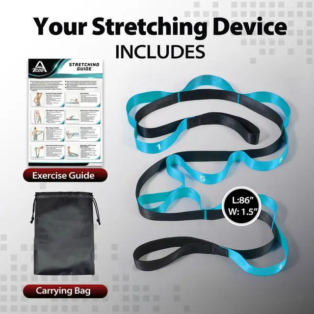 Alt view image 2 of 7 - Stretching Strap with Loops for Physical Therapy,Yoga Strap for Stretching,Home Workout,Pilate & Flexibility Training,Non-Elastic Exercise Stretch Band for Hamstring,Leg Stretcher Belt (Blue)