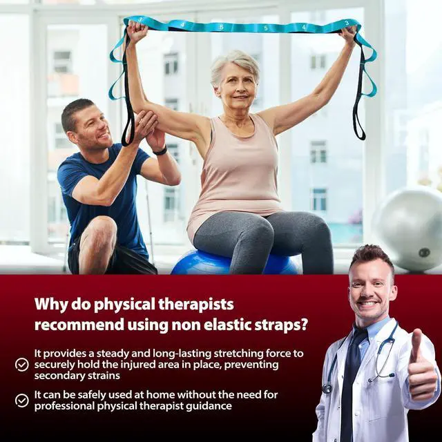 Alt view image 6 of 7 - Stretching Strap with Loops for Physical Therapy,Yoga Strap for Stretching,Home Workout,Pilate & Flexibility Training,Non-Elastic Exercise Stretch Band for Hamstring,Leg Stretcher Belt (Blue)