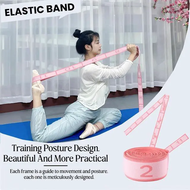 Alt view image 2 of 7 - Elastic Yoga Stretching Strap with Loops, Pilates, Ballet, and Physical Therapy Stretching Bands for Flexibility, Leg Stretching, and Exercise - Durable Multi Loop Stretch Band for Dance and Fitness