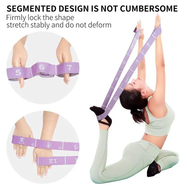 Alt view image 3 of 7 - Yoga Strap with 12 Loops - Multi-Functional Stretch Band for Pilates, Dance, Gymnastics, Physical Therapy, Flexibility & Resistance Training, Ballet, Latin Workouts