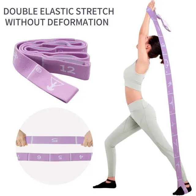 Alt view image 5 of 7 - Yoga Strap with 12 Loops - Multi-Functional Stretch Band for Pilates, Dance, Gymnastics, Physical Therapy, Flexibility & Resistance Training, Ballet, Latin Workouts