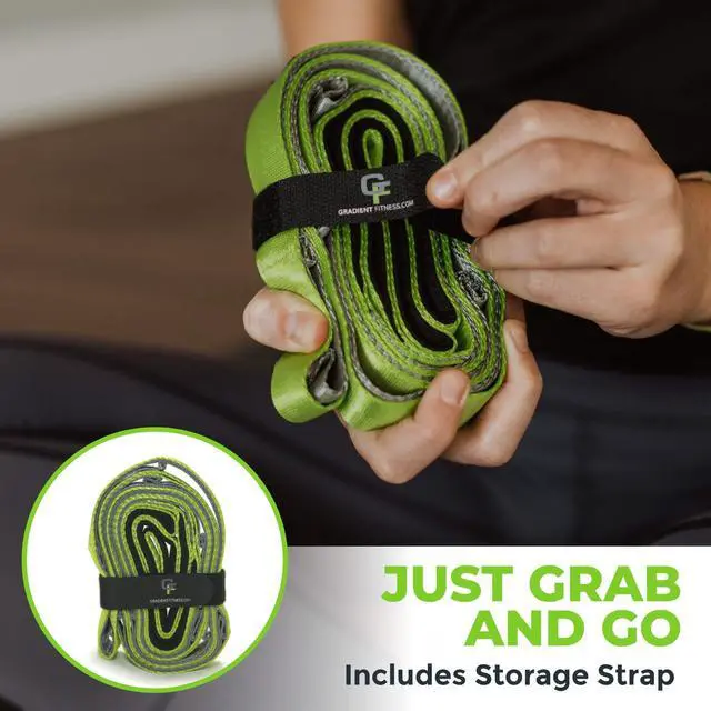 Alt view image 6 of 7 - Stretching Strap for Physical Therapy, 12 Multi-Loop Stretch Strap 1" W x 8' L, Neoprene Handles, Physical Therapy Equipment, Yoga Straps for Stretching, Leg Stretcher (Green)