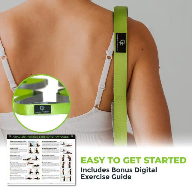 Alt view image 7 of 7 - Stretching Strap for Physical Therapy, 12 Multi-Loop Stretch Strap 1" W x 8' L, Neoprene Handles, Physical Therapy Equipment, Yoga Straps for Stretching, Leg Stretcher (Green)