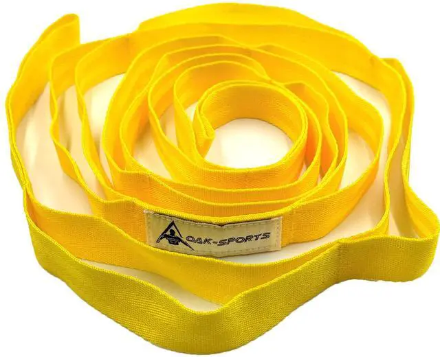 Main image of Stretching Strap Yoga Strap with Loops, Stretch Straps for Physical Therapy, Non-Elastic Exercise Strap for Pilates, Dance and Gymnastics with Workout Guide (Yellow)