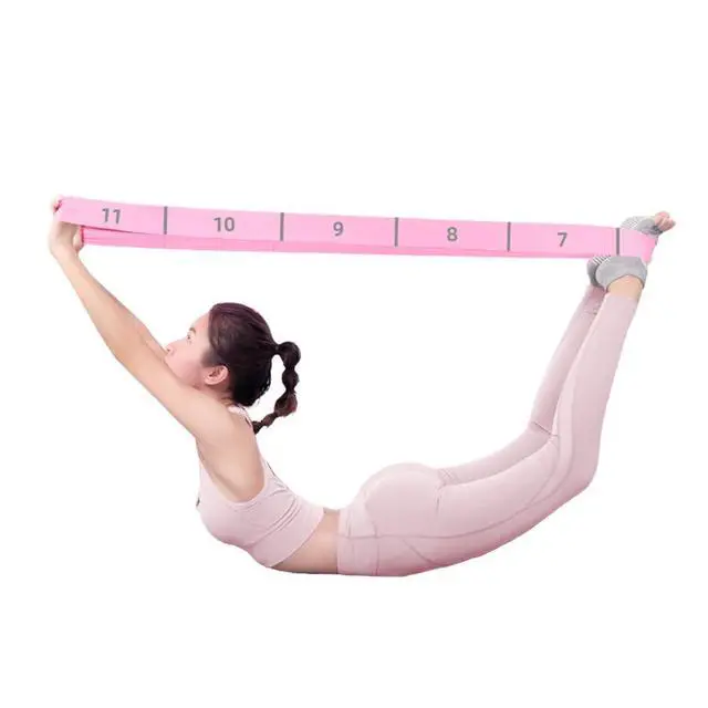 Alt view image 3 of 7 - 11 Loops Stretching band - Yoga, Pilates, Ballet Stretching Band for Flexibility, Leg Stretching, and Exercise - Stretching equipment for Dance and Fitness (11 Grids-Pink)