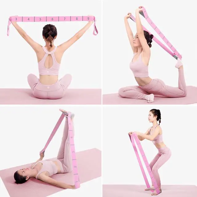 Alt view image 4 of 7 - 11 Loops Stretching band - Yoga, Pilates, Ballet Stretching Band for Flexibility, Leg Stretching, and Exercise - Stretching equipment for Dance and Fitness (11 Grids-Pink)
