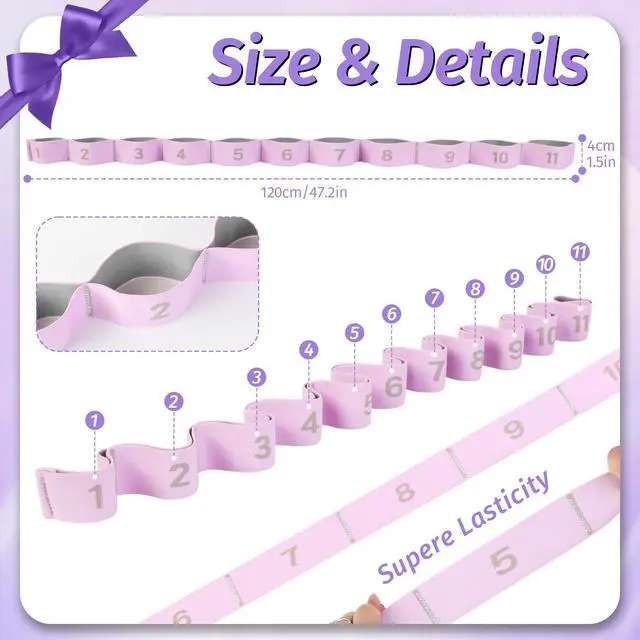 Alt view image 2 of 7 - Stretching Strap with 11 Loops, Stretch Out Straps for Physical Therapy, Yoga, Pilates, Ballet, Versatile Stretch Out Strap for Flexibility, Dance & Home Workouts, Full Body Stretching