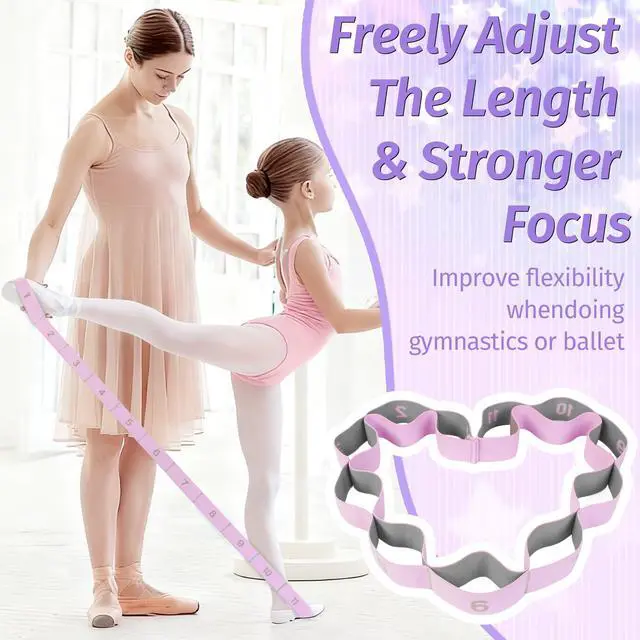 Alt view image 3 of 7 - Stretching Strap with 11 Loops, Stretch Out Straps for Physical Therapy, Yoga, Pilates, Ballet, Versatile Stretch Out Strap for Flexibility, Dance & Home Workouts, Full Body Stretching