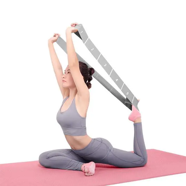 Alt view image 4 of 7 - 11 Loops Stretching band - Yoga, Pilates, Ballet Stretching Band for Flexibility, Leg Stretching, and Exercise - Durable Stretching equipment for Dance and Fitness (11 Grids-Grey)
