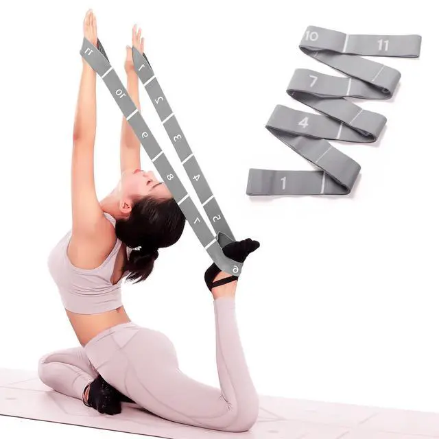 Alt view image 2 of 7 - 11 Loops Stretching band - Yoga, Pilates, Ballet Stretching Band for Flexibility, Leg Stretching, and Exercise - Durable Stretching equipment for Dance and Fitness (11 Grids-Grey)