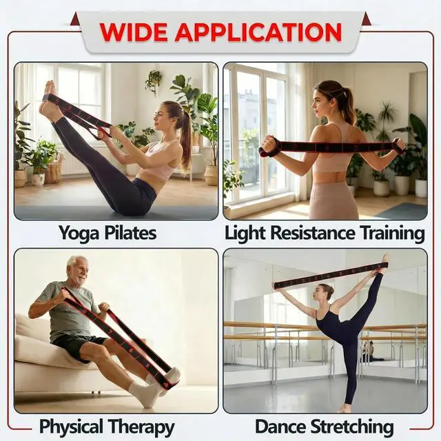 Alt view image 7 of 7 - Stretch Bands for Exercise: 8-Section Elastic Exercise Band with Loops, Flexibility Stretching Strap Resistance Bands for Working Out, Leg Glutes Yoga Physical Therapy Fitness Equipment