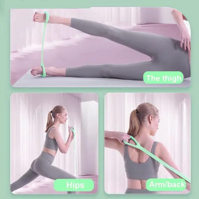 Alt view image 2 of 6 - Figure 8 Resistance Band, Arm Back Shoulder Exercise Elastic Rope Stretch Fitness Band, Foot, Leg, Hand Stretcher, Arm Exerciser for Yoga Pilates Stretching Physical Therapy, Home Gym Workout