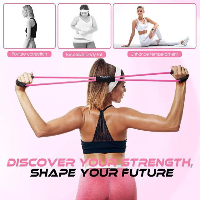 Alt view image 6 of 7 - Resistance Bands, Figure 8 Exercise Bands for Back, 8 Shaped Resistance Bands for Arms, Shoulder, Leg Stretching, Physical Therapy, Yoga, Pilates, Home Gym Workout Equipment for Women Men