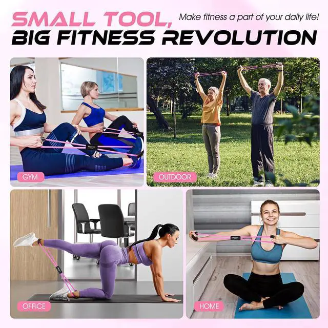 Alt view image 7 of 7 - Resistance Bands, Figure 8 Exercise Bands for Back, 8 Shaped Resistance Bands for Arms, Shoulder, Leg Stretching, Physical Therapy, Yoga, Pilates, Home Gym Workout Equipment for Women Men